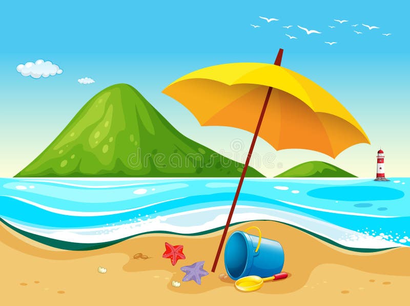 Beach Parasol Drawing ~ Deck Chair Vector Umbrella Beach Cartoon ...