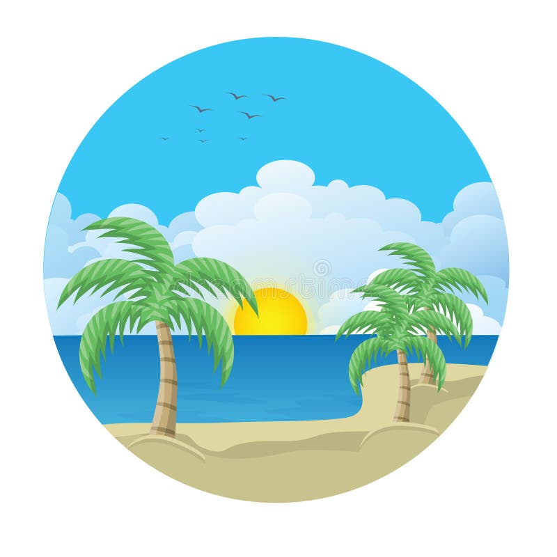 Beach Scenery. Vector Illustration Decorative Background Design Stock ...