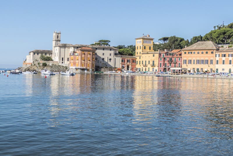 The Beach of Silence in Sestri Levante Stock Photo - Image of colours ...