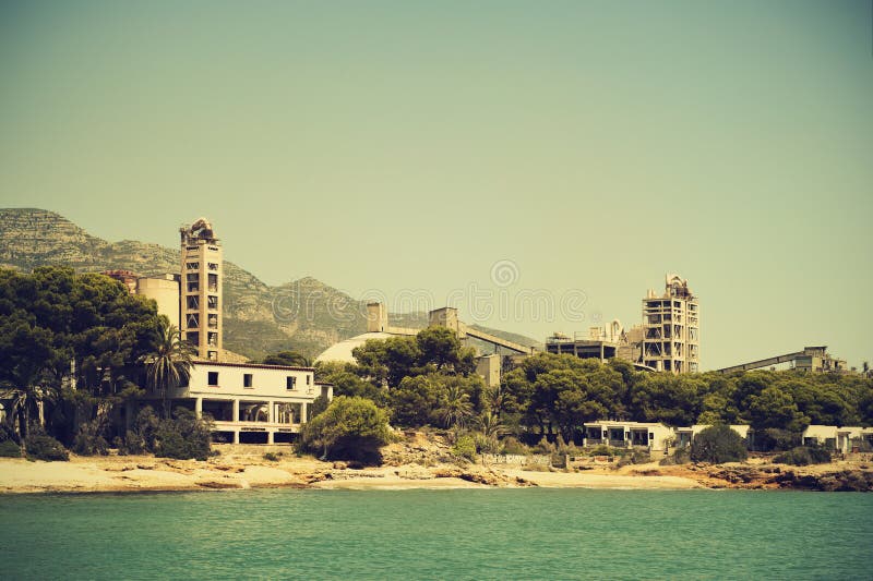 Beach in Spain and factory