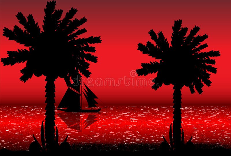 Beach sunset stock illustration
