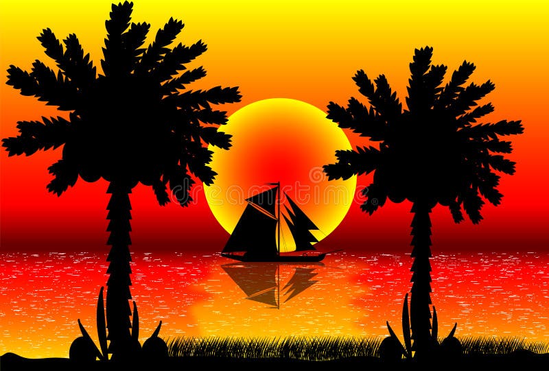 Beach sunset stock illustration