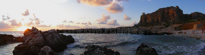 Beach sunset panorama