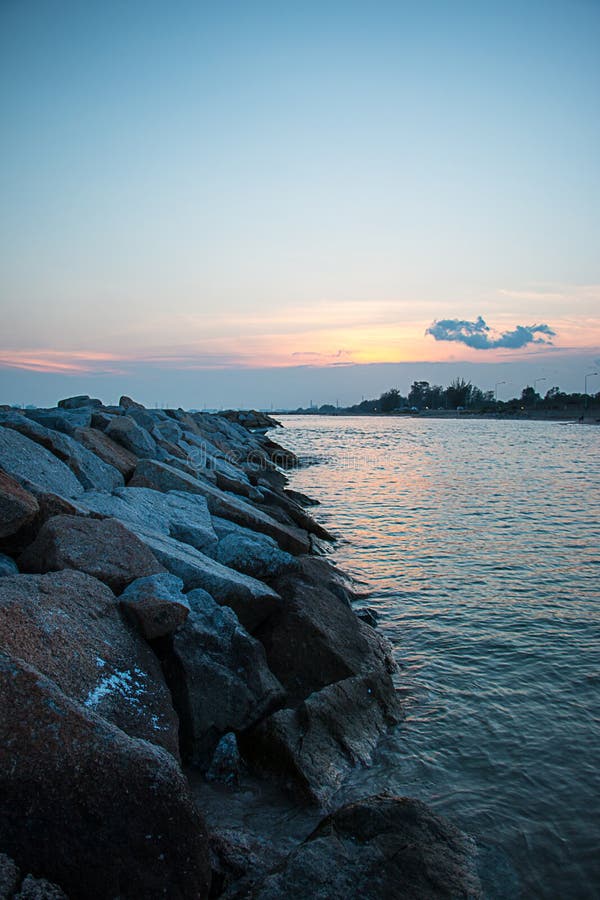 Beach at sunset time. stock image. Image of coast, travel 100047767