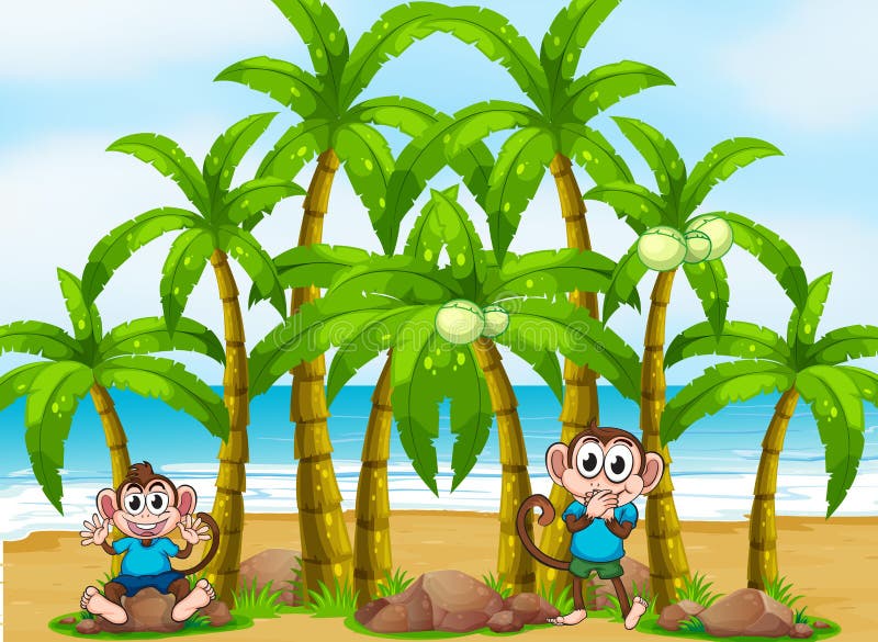 A beach with tall coconut trees royalty free illustration A beach with tall coconut trees royalty free illustration
