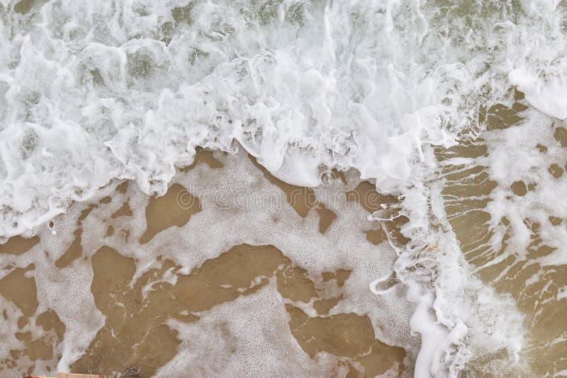 Beach texture. Golden sand and sea foam pattern. Beach background with copy space. Abstract sea background.