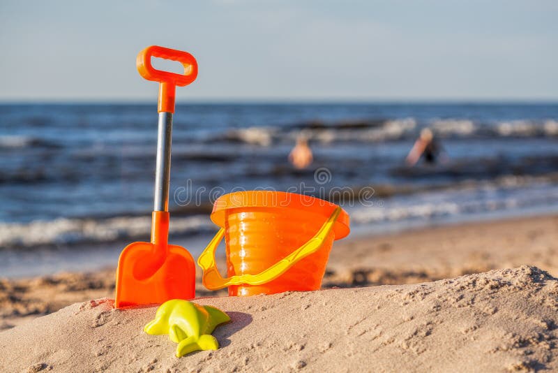 Beach toy set at coast