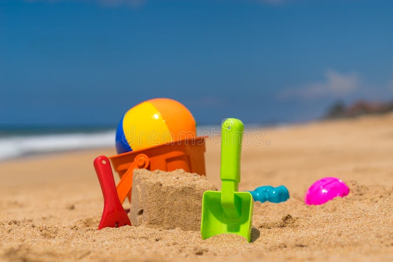Beach Toys in the Sand at the Beach Stock Photo - Image of shore, sandy ...