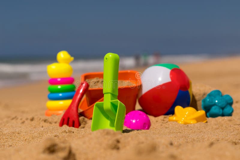 Beach Toys in the Sand at the Beach Stock Photo Image of vacation, idea 71008860