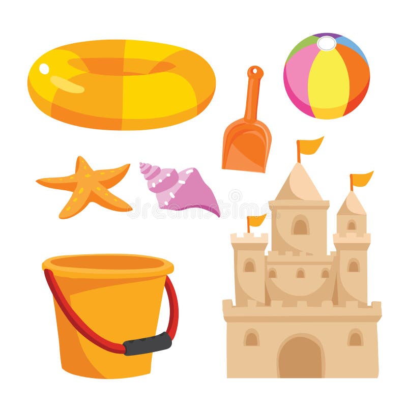 Beach toys vector cartoon stock vector. Illustration of starfish 67792341