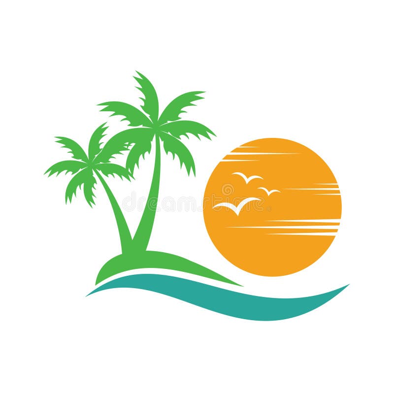 Beach Travel Logo Design vector illustration