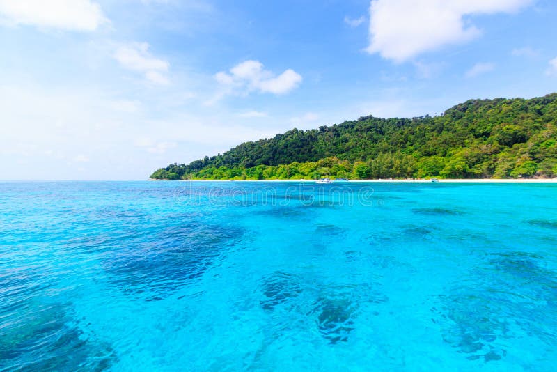 Beach of tropical crystal clear sea, Tachai island