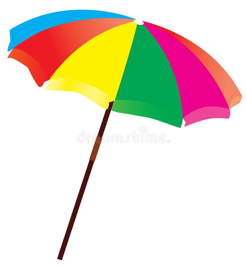 Beach Umbrella in Hand Drawn Doodle Style. Vector Illustration Isolated