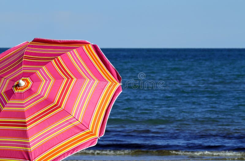 Beach Umbrella on the Beach and the Sea Stock Image Image of beach