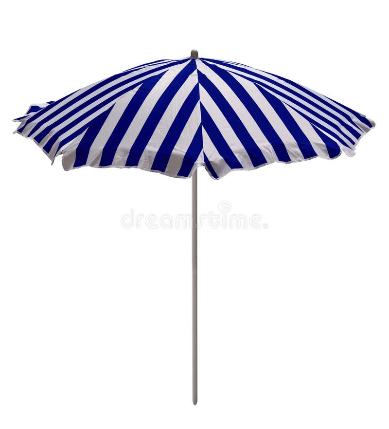 Beach Umbrella Bluewhite Striped Stock Image Image of coast