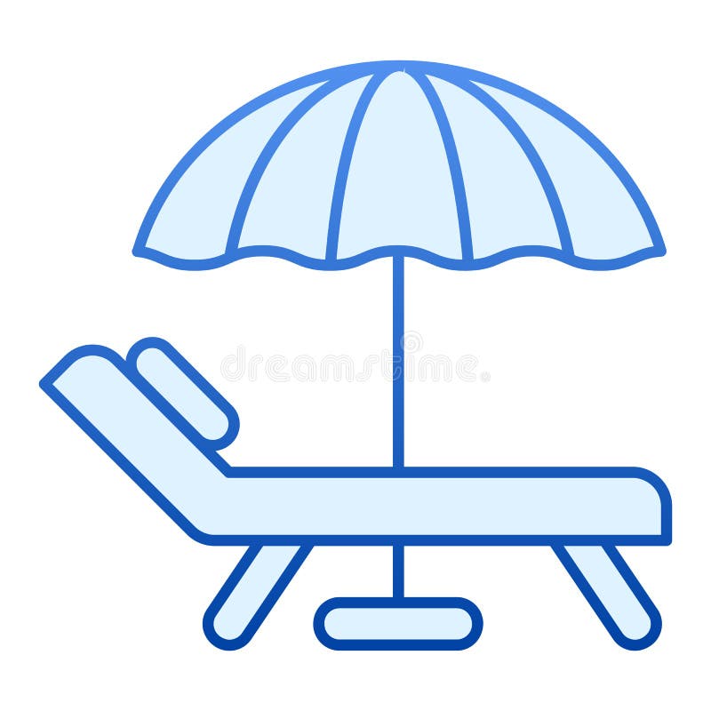 Beach umbrella and chair flat icon. Vacation blue icons in trendy flat style. Travel gradient style design, designed for stock illustration Beach umbrella and chair flat icon. Vacation blue icons in trendy flat style. Travel gradient style design, designed for stock illustration