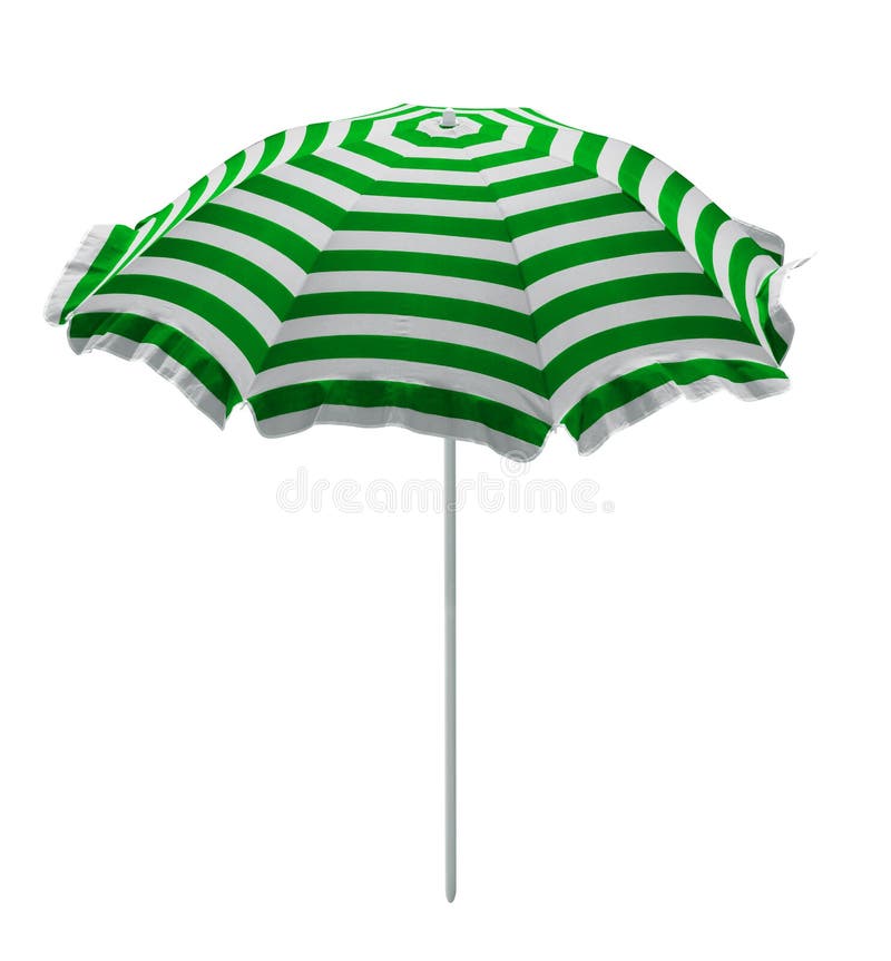 Beach Umbrella Greenwhite Striped Stock Image Image of sunshade