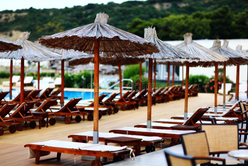 Beach Umbrellas at the Hotel Stock Image Image of architecture
