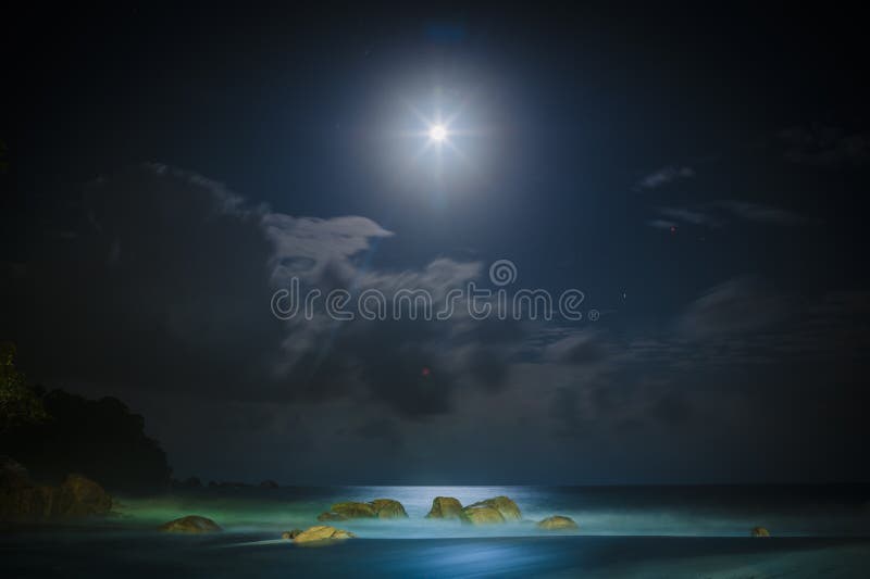 Beach under the moon light