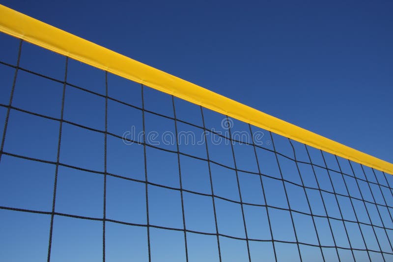Detail of beach volley net wit a perfect blue sky