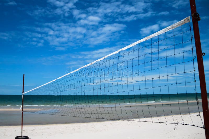 Playground for beach volley on white sand beaches over blue sky. Playground for beach volley on white sand beaches over blue sky