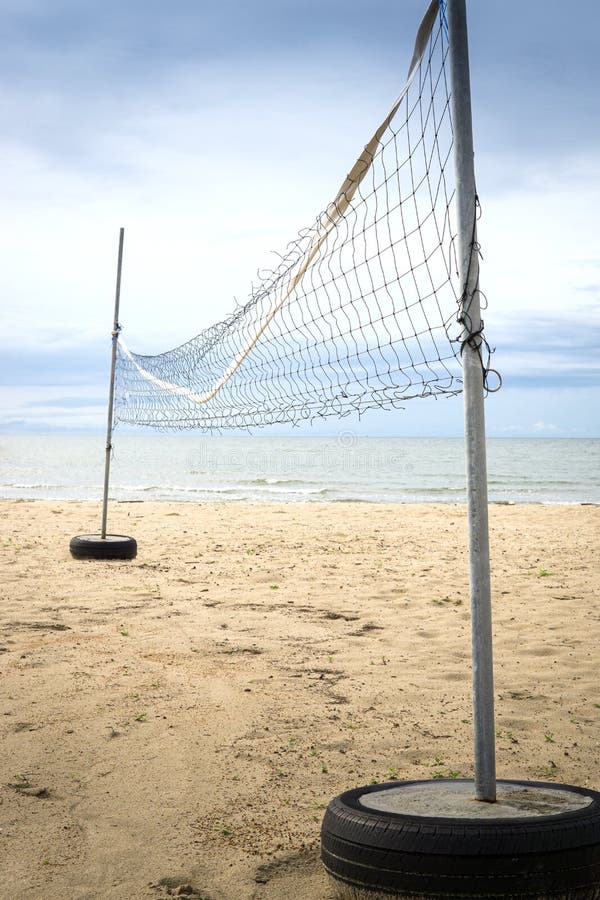 Beach Volleyball Net on the Beach. Sports Equipment Stock Photo Image
