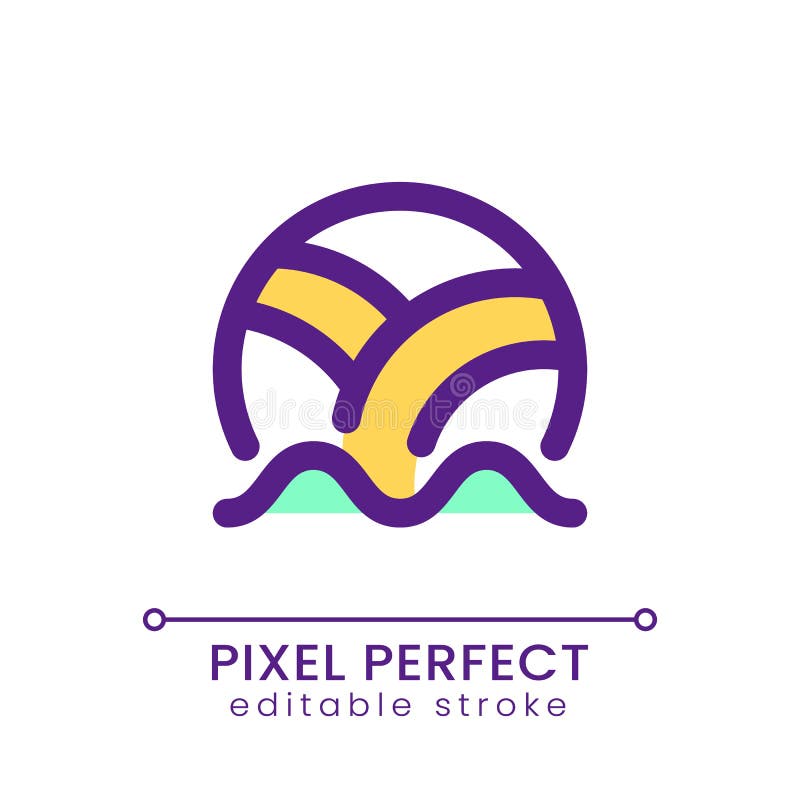 Beach volleyball pixel perfect RGB color ui icon vector illustration