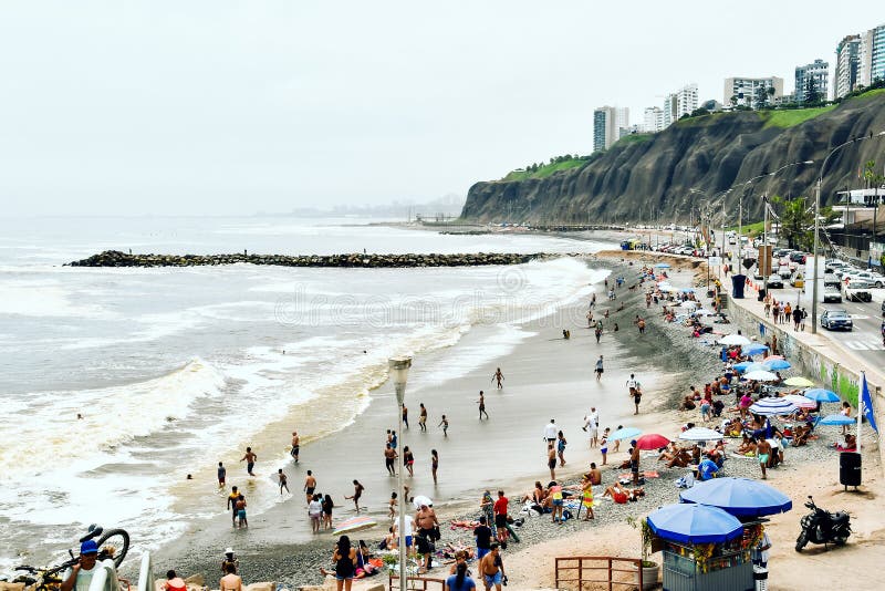Beach In Miraflores District In Lima, Peru Stock Image Image of area