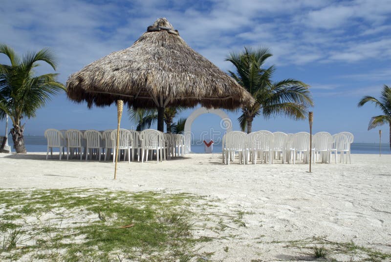 A beautiful wedding pavilion set on a tropical beach. A beautiful wedding pavilion set on a tropical beach