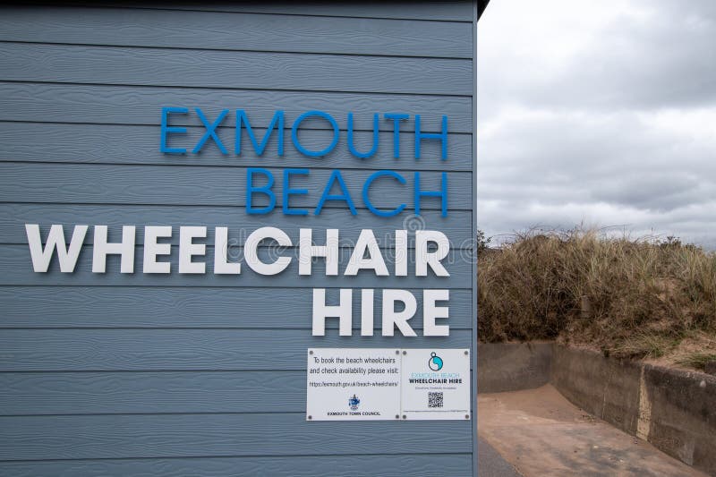 Beach Wheelchair Hire at Exmouth, Devon. Stock Image Image of
