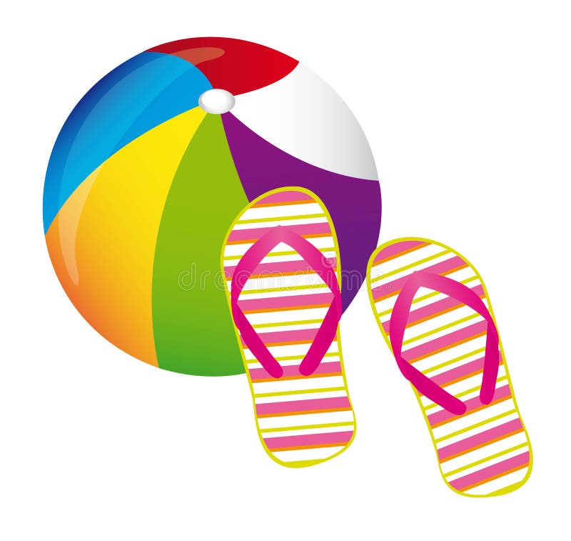 Beachball and flip flops stock vector. Illustration of colorful - 22043090