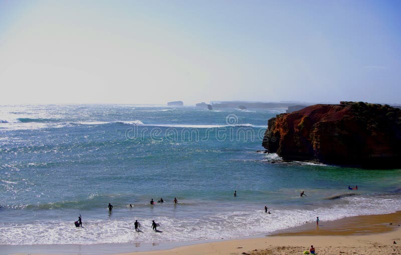 Beachgoers at the Great Ocean Road