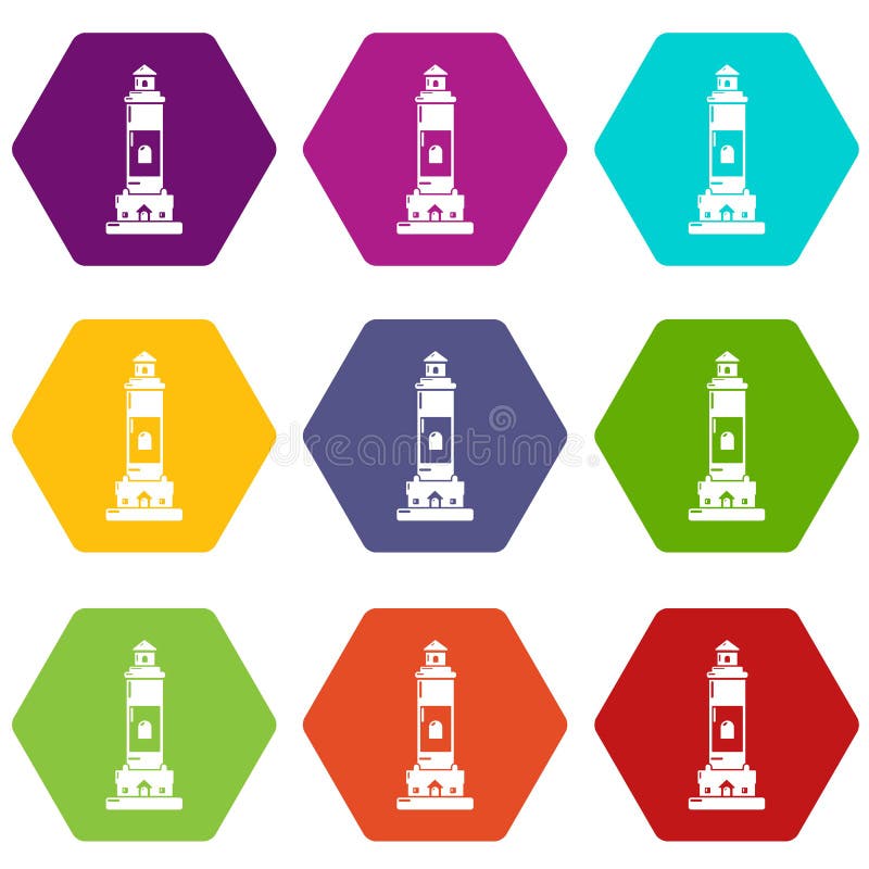 Beacon Icons Set 9 Color Collection Stock Vector Illustration of