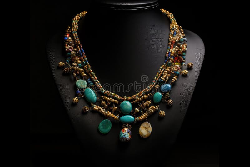 Beaded Necklace, Draped Across a Pair of Delicate Shoulders Stock Illustration Illustration of