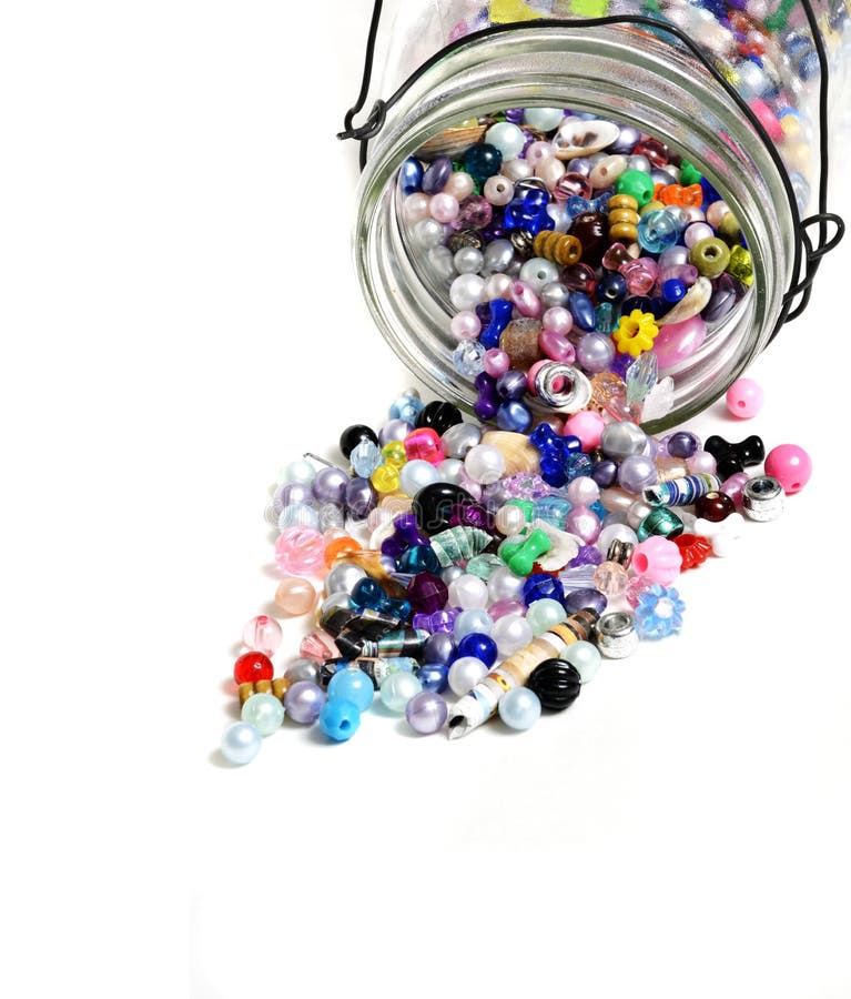 Multicolored Beads Small Glass Jars White Background Stock Photo by  ©Epitavi 202912780