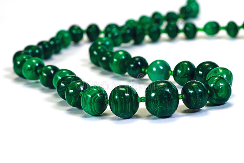 Beads, necklace from malachite