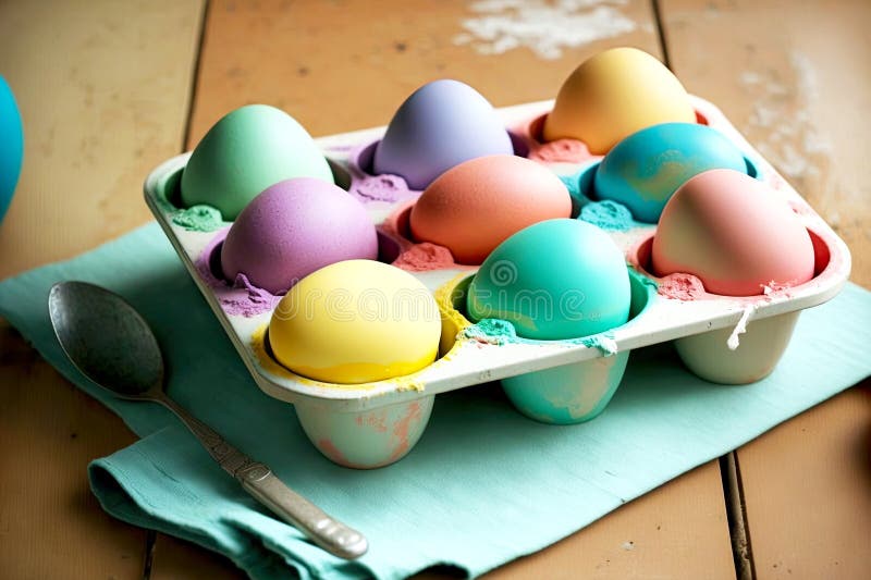 Beaful multi-colored eggs for cooking easter vector illustration