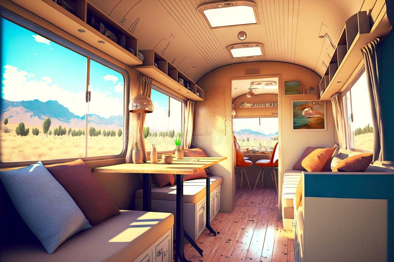 Beaful Tiny House in Bus on Wheels for Travel Stock Photo Image of