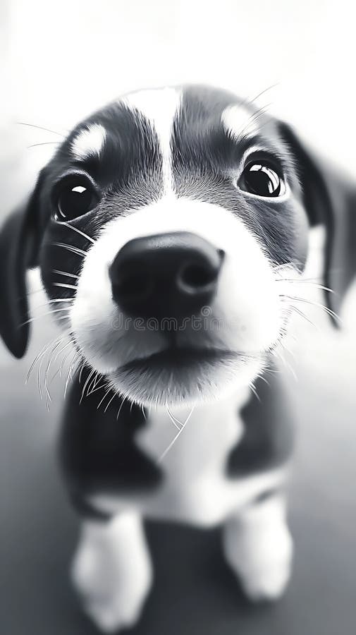 A beagle puppy portrait, small and dark, a charming canine face royalty free illustration