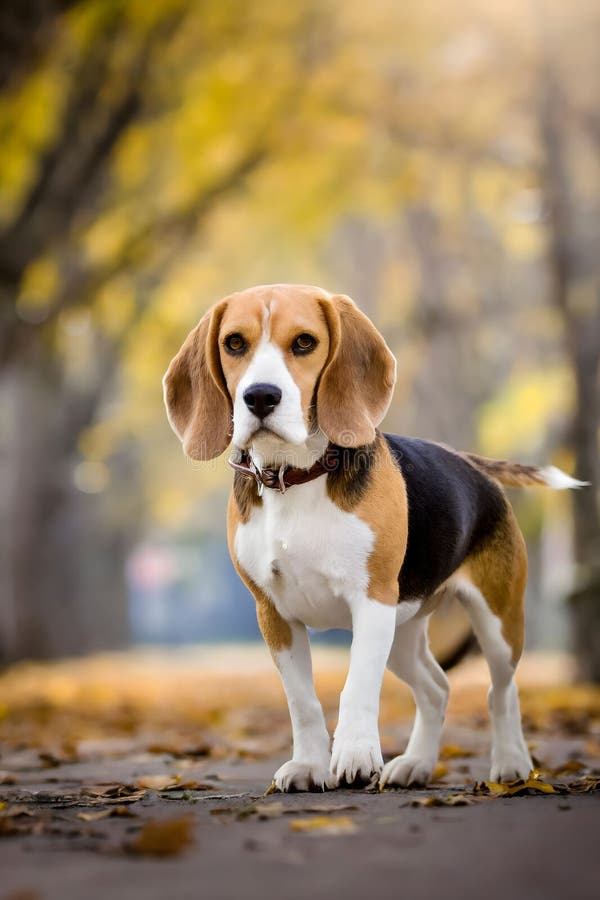 Beagle απολαμβάνοντας μια ειρηνική φθινοπωρινή ημέρα σε παγκάκι