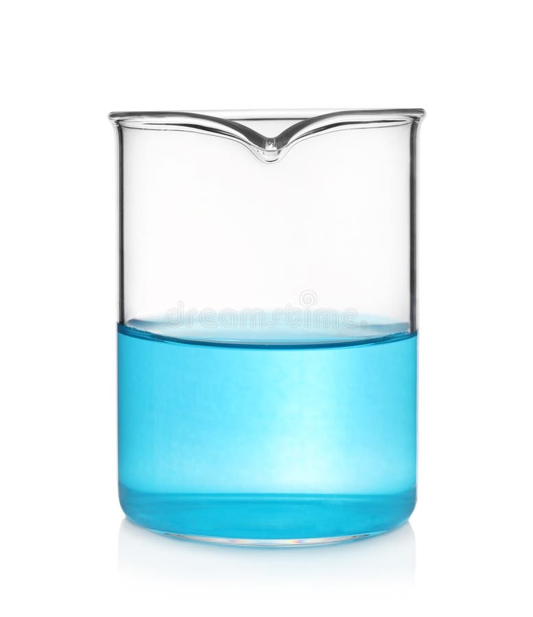 Beaker with Light Blue Liquid Isolated on White Stock Photo Image of