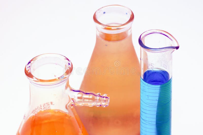 Beakers in a laboratory stock photo. Image of industry 2986600