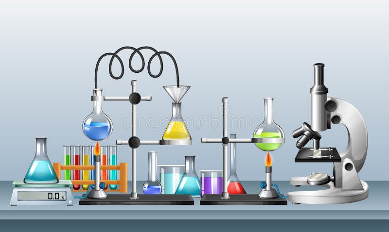 Beakers and Test Tubes in Lab Stock Vector - Illustration of chemistry ...