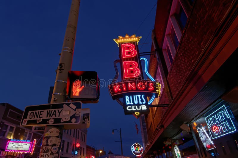 Beale street in Memphis, Tennessee. MEMPHIS, TENNESSEE, May 11, 2015 : City neon lights on Beale Street. Blues clubs and restaurants that line Beale Street are royalty free stock photos Beale street in Memphis, Tennessee. MEMPHIS, TENNESSEE, May 11, 2015 : City neon lights on Beale Street. Blues clubs and restaurants that line Beale Street are royalty free stock photos