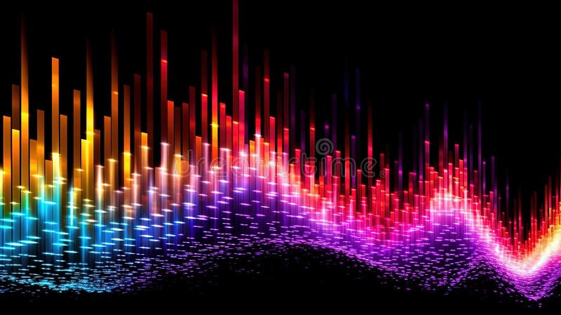 Beams of Red Light Abstract Analytics Chart Pattern Trending Upwards on Black Background vector illustration