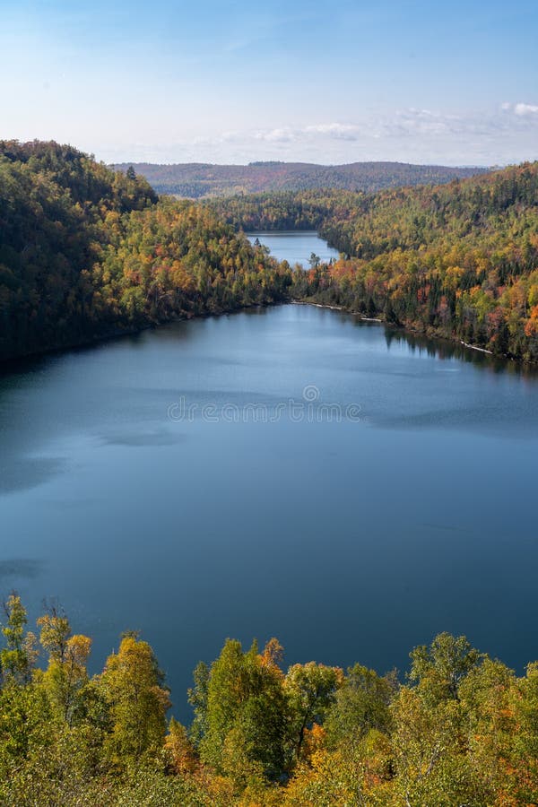 Bean and Bear Lake Overlook during Fall in Minnesota Stock Image