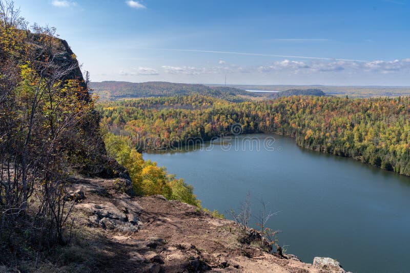 Bean and Bear Lake Overlook during Fall in Minnesota Stock Photo