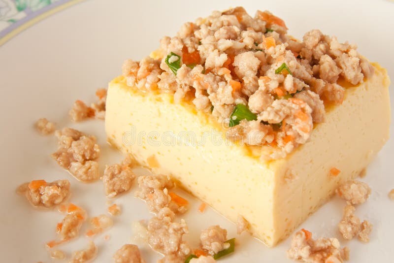 Bean Curd with Fried Pork on Top Stock Image Image of block