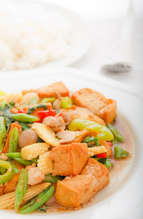 Bean curd fried with vegetables in Thai style food