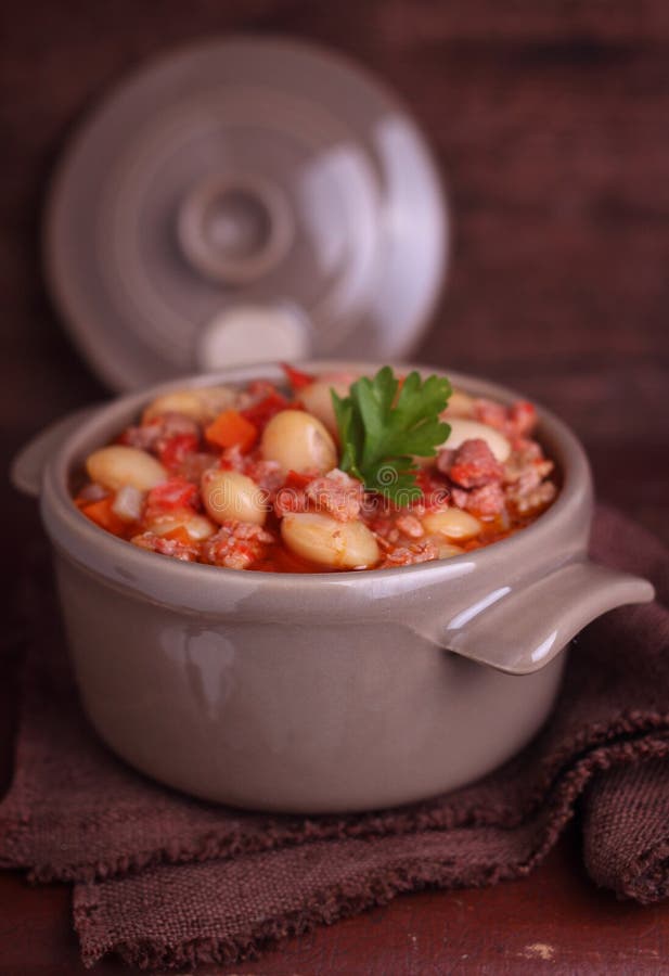 Bean Stew with Meat and Vegetables Stock Photo Image of pepper